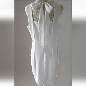 Sam Edelman White Sleeveless Sheath Dress with Bow Size 8